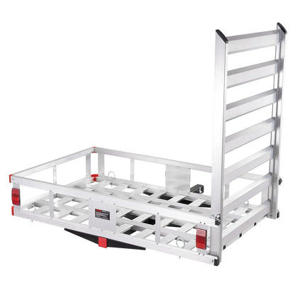 VEVOR 50 x 29.5 x 8.7 inch Hitch Cargo Carrier, 500lbs Capacity Trailer Hitch Mounted Cargo Basket, Aluminum Luggage Carrier Rack with Folding Ramp, Fits 2" Hitch Receiver for SUV Truck Pickup Camping - View 9