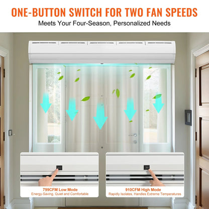 VEVOR 60" Commercial Indoor Air Curtain Super Power 2 Speeds 1500CFM, Wall Mounted Air Curtains for Doors, Indoor Over Door Fan with Heavy Duty Limit Switch, Easy-Install 110V Unheated - View 3