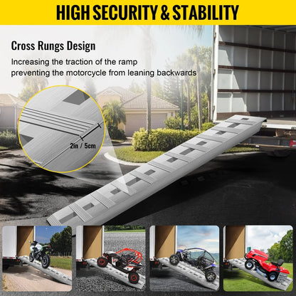 VEVOR 60'' X 12'' Aluminum Trailer Ramps 6000LBS Total Beavertail Hook End 1 Pair 2 Ramps - View 4