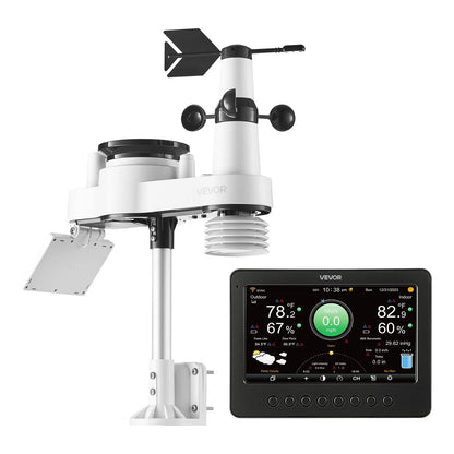 VEVOR 7-in-1 Wi-Fi Weather Station, 7-Inch TFT Display, Wireless Solar Powered Outdoor Sensor, Rain Gauge, Indoor Outdoor for Weather Forecast, Wind Speed Direction, Temperature, Humidity, Rainfall - View 10