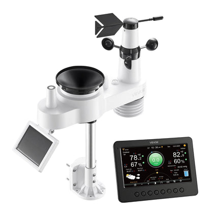 VEVOR 7-in-1 Wi-Fi Weather Station, 7-Inch TFT Display, Wireless Solar Powered Outdoor Sensor, Rain Gauge, Indoor Outdoor for Weather Forecast, Wind Speed Direction, Temperature, Humidity, Rainfall - View 9