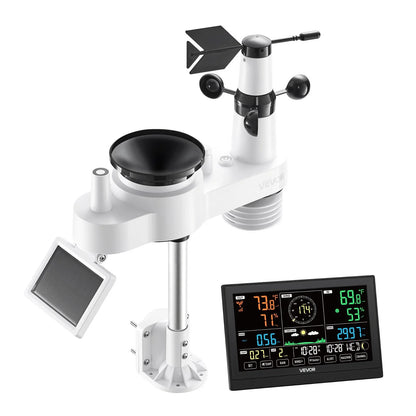 VEVOR 7-in-1 Wi-Fi Weather Station with APP, 7.5-Inch VA Display, Wireless Solar Powered Outdoor Sensor, Rain Gauge, Indoor Outdoor for Weather Forecast, Wind Speed, Temperature, Humidity, Rainfall - View 9