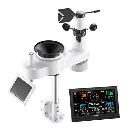VEVOR 7-in-1 Wireless Weather Station, 7.5-Inch VA Display, Solar Powered Outdoor Sensor, Rain Gauge, Indoor Outdoor for Weather Forecast, Temperature, Humidity, Wind Speed and Direction (No WiFi) - View 9