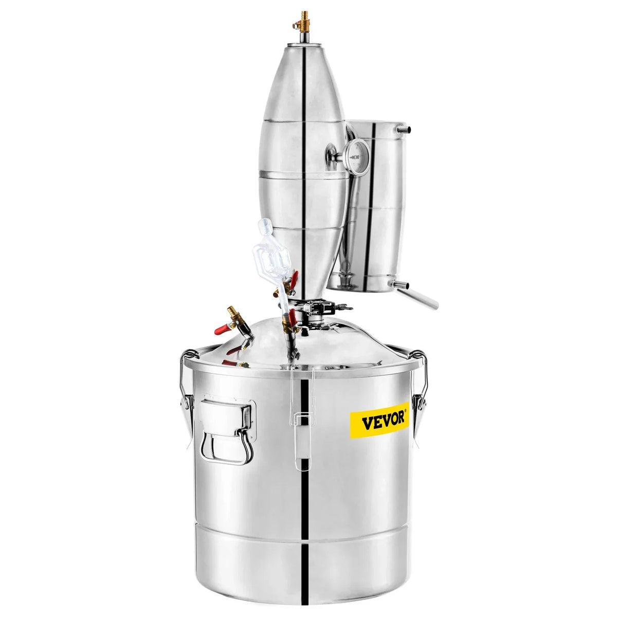 VEVOR 70L 18.5Gal Water Alcohol Distiller 304 Stainless Steel Alcohol Still Wine Making Boiler Home Kit with Thermometer for Whiskey Brandy Essential, Sliver - View 3