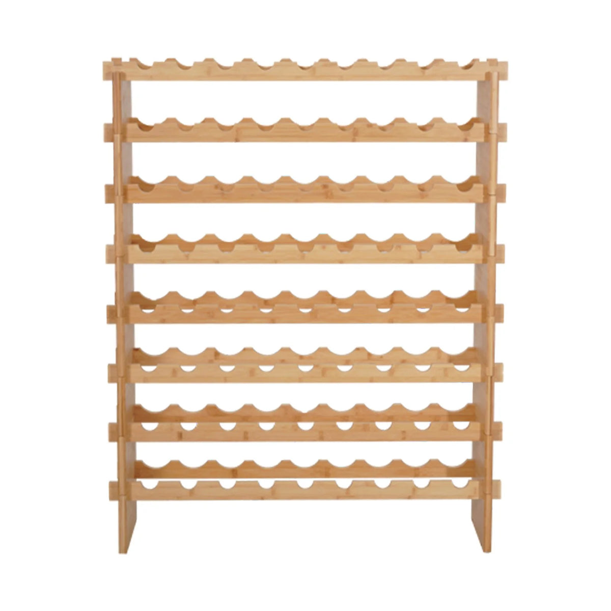 VEVOR 72 Bottle Stackable Modular Wine Rack, 8-Tier, Floor Freestanding Wine Storage Rack, Sturdy Wines Holder Display Shelf, Wobble-Free Shelves, Easy Assembly, for Kitchen, Cellar, and Bar, Natural - View 10