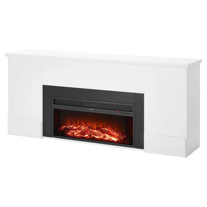 VEVOR 75 inch Freestanding Fireplaces, 1500W 5120BTU Fake Electric Fireplace Stove Heater with Mantel, Overheating Protection, Adjustable Flames,Timer, Remote, for Living Room,Bedroom,White