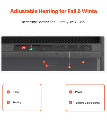 VEVOR 75 inch Freestanding Fireplaces, 1500W 5120BTU Fake Electric Fireplace Stove Heater with Mantel, Overheating Protection, Adjustable Flames,Timer, Remote, for Living Room,Bedroom,White - View 11