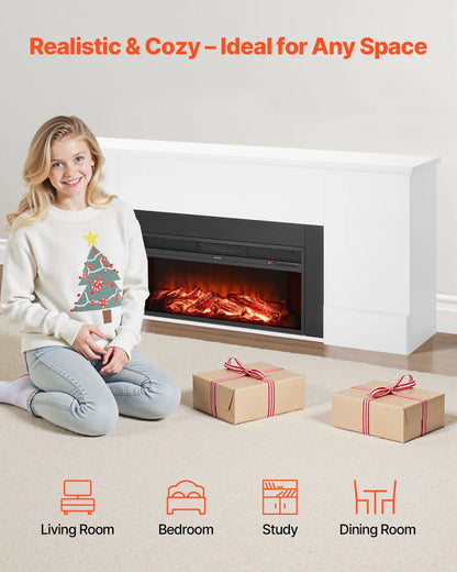 VEVOR 75 inch Freestanding Fireplaces, 1500W 5120BTU Fake Electric Fireplace Stove Heater with Mantel, Overheating Protection, Adjustable Flames,Timer, Remote, for Living Room,Bedroom,White - View 2
