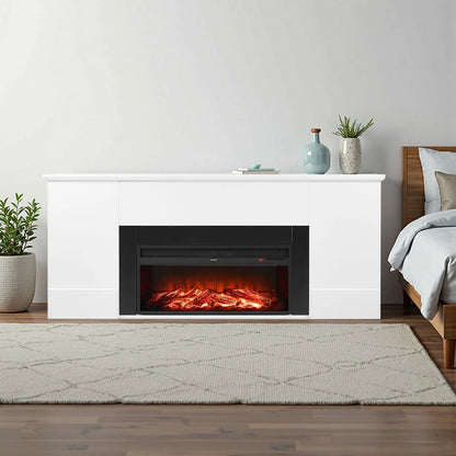 VEVOR 75 inch Freestanding Fireplaces, 1500W 5120BTU Fake Electric Fireplace Stove Heater with Mantel, Overheating Protection, Adjustable Flames,Timer, Remote, for Living Room,Bedroom,White - View 8