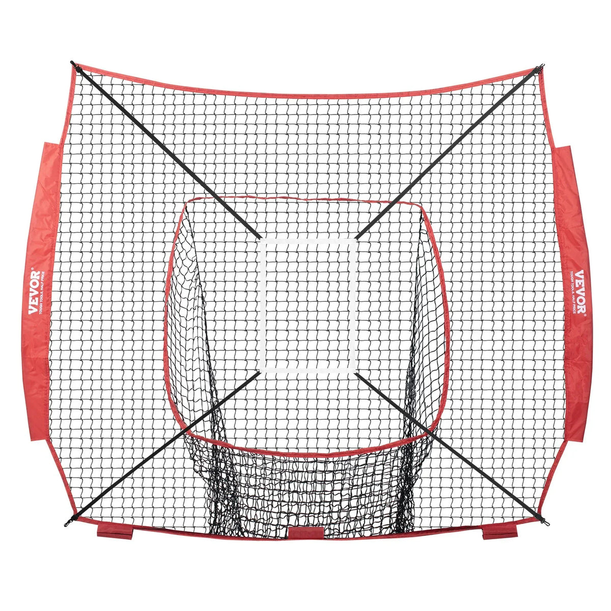 VEVOR 7x7 ft Baseball Softball Practice Net, Portable Baseball Training Net for Hitting Batting Catching Pitching, Backstop Baseball Equipment Training Aids with Strike Zone - View 10