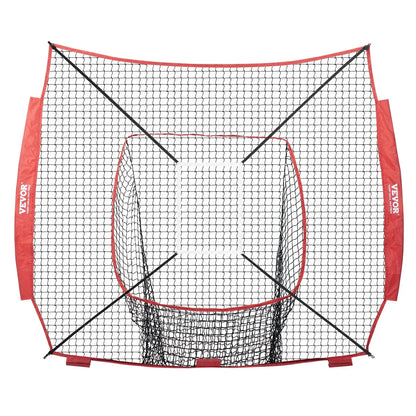 VEVOR 7x7 ft Baseball Softball Practice Net, Portable Baseball Training Net for Hitting Batting Catching Pitching, Backstop Baseball Equipment Training Aids with Strike Zone - View 10