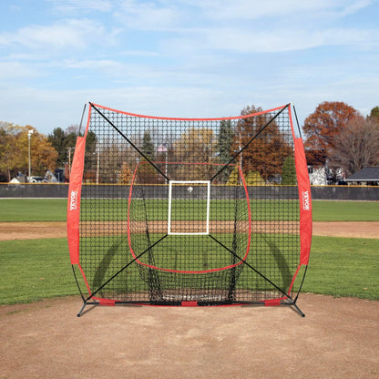 VEVOR 7x7 ft Baseball Softball Practice Net, Portable Baseball Training Net for Hitting Batting Catching Pitching, Backstop Baseball Equipment Training Aids with Strike Zone - View 8