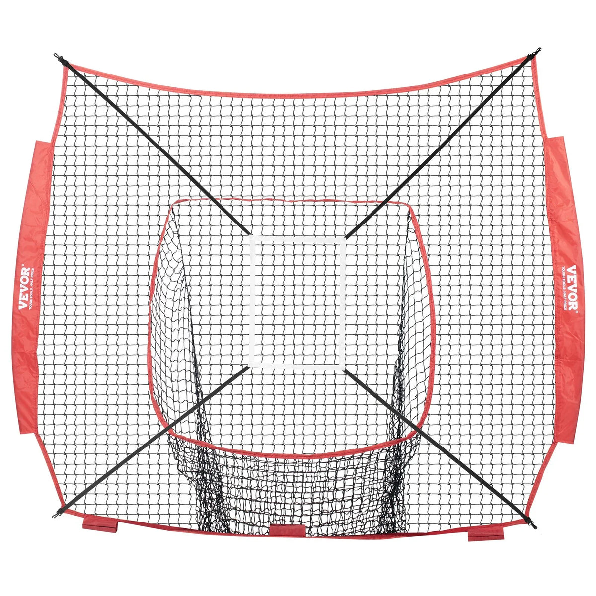 VEVOR 7x7 ft Baseball Softball Practice Net, Portable Baseball Training Net for Hitting Batting Catching Pitching, Backstop Baseball Equipment Training Aids with Strike Zone - View 9