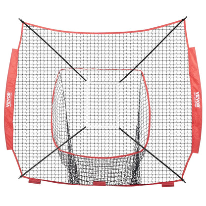 VEVOR 7x7 ft Baseball Softball Practice Net, Portable Baseball Training Net for Hitting Batting Catching Pitching, Backstop Baseball Equipment Training Aids with Strike Zone - View 9