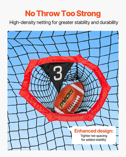 VEVOR 8 x 4 inch Football Trainer Throwing Net, Training Throwing Target Practice Net with 5 Target Pockets, Knotless Net Includes Straps and Portable Carry Case, Improve QB Throwing Accuracy, Red - View 4
