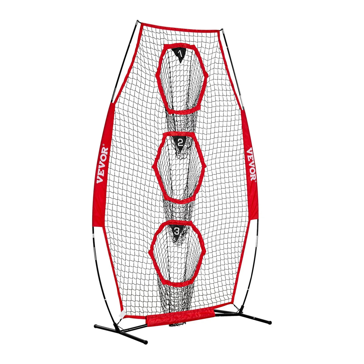 VEVOR 8 x 4 inch Football Trainer Throwing Net, Training Throwing Target Practice Net with 5 Target Pockets, Knotless Net Includes Straps and Portable Carry Case, Improve QB Throwing Accuracy, Red - View 8
