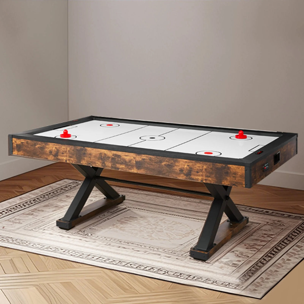 VEVOR 84" Air Hockey Table, Indoor Arcade Table Gaming Set with 2 Pushers, 2 Pucks, Electronic Scorer, X-shaped Legs & High-powered Blower, Air Powered Hockey Game Table for Family Game Room Office - View 7