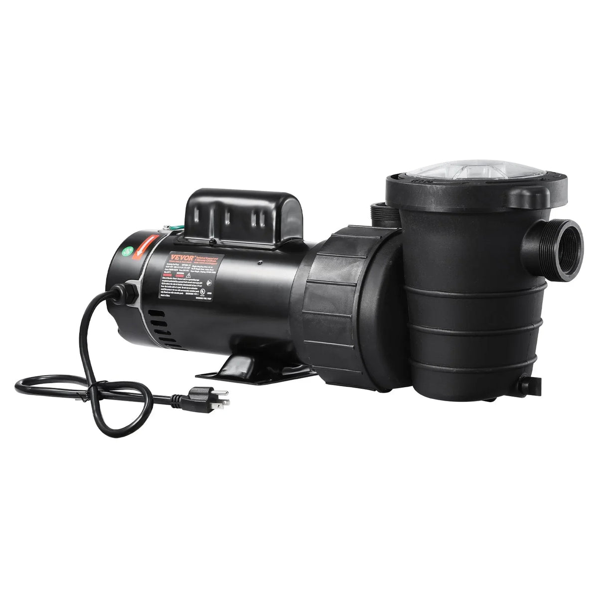 VEVOR Above Ground Pool Pump, 2HP/0.44HP, Dual Speed Swimming Pool Pump, High 118 GPM 56 ft Lift, Low 57 GPM 14 ft Lift, 110V 3450 RPM with Strainer Basket, 122°F Max Water Temp, for Hot Tubs Spas - View 10