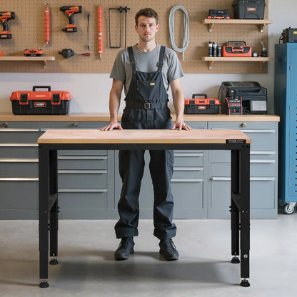 VEVOR Adjustable Workbench, 2000 lbs Capacity, 48 x 20-inch Heavy Duty Work Bench with 28.5-38.3 Inches Height Adjustment, Garage Workbench with Power Outlets, Suitable for Office, Garage, Workshop - View 18
