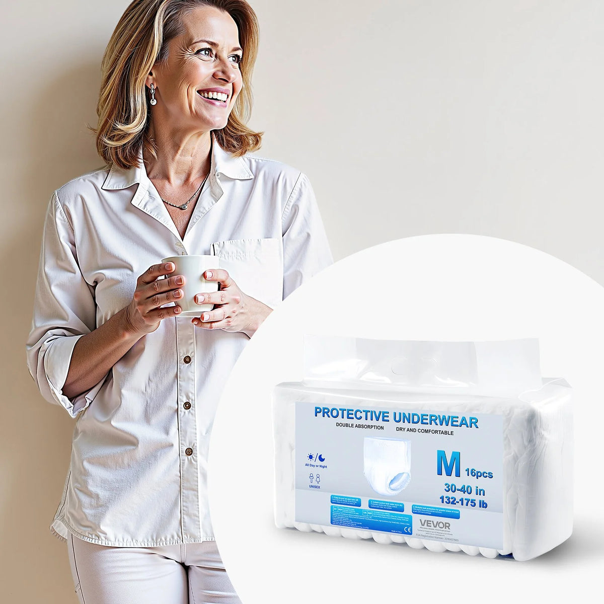 VEVOR Adult Incontinence Underwear Protective Underwear for Men & Women M Size - View 7