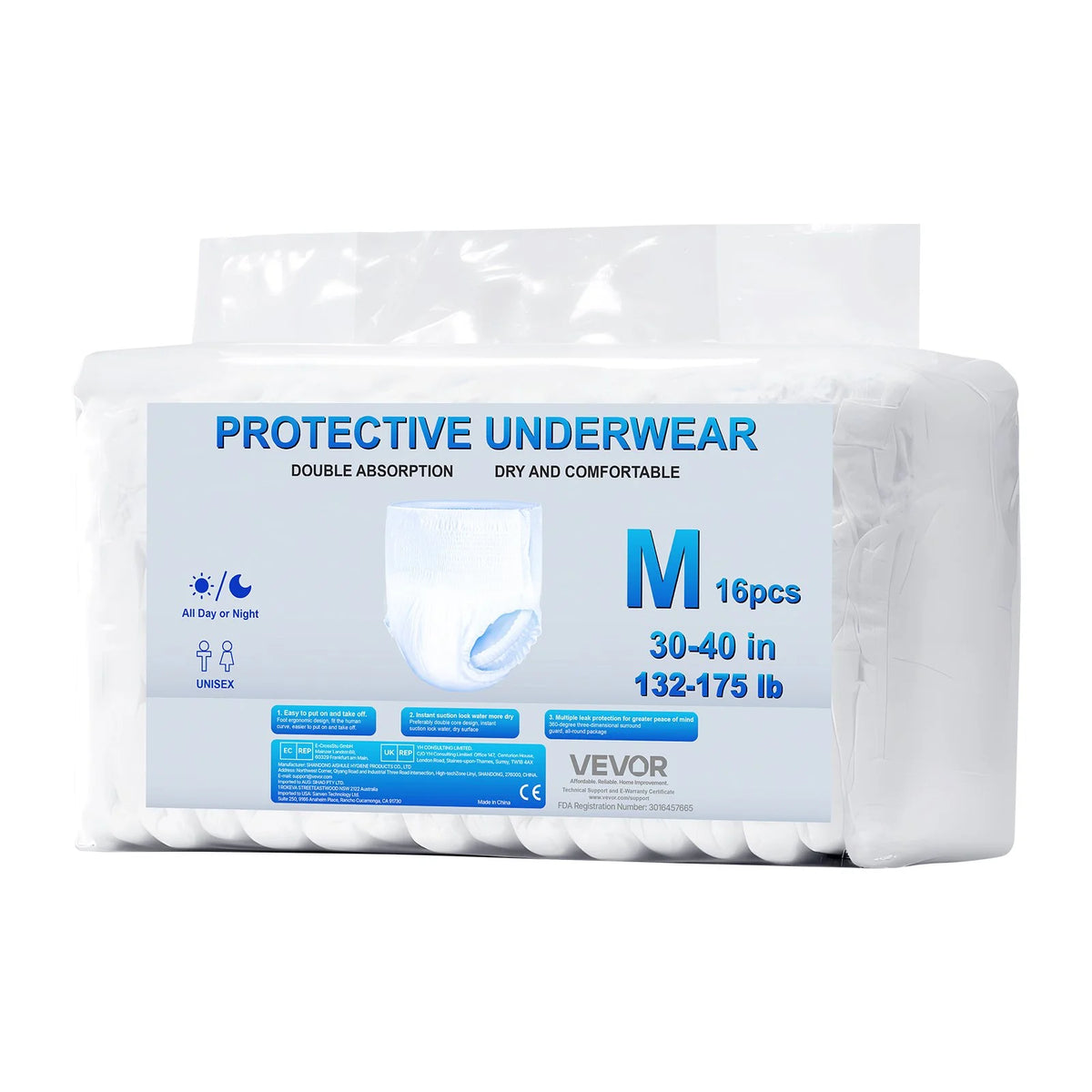 VEVOR Adult Incontinence Underwear Protective Underwear for Men & Women M Size - View 9
