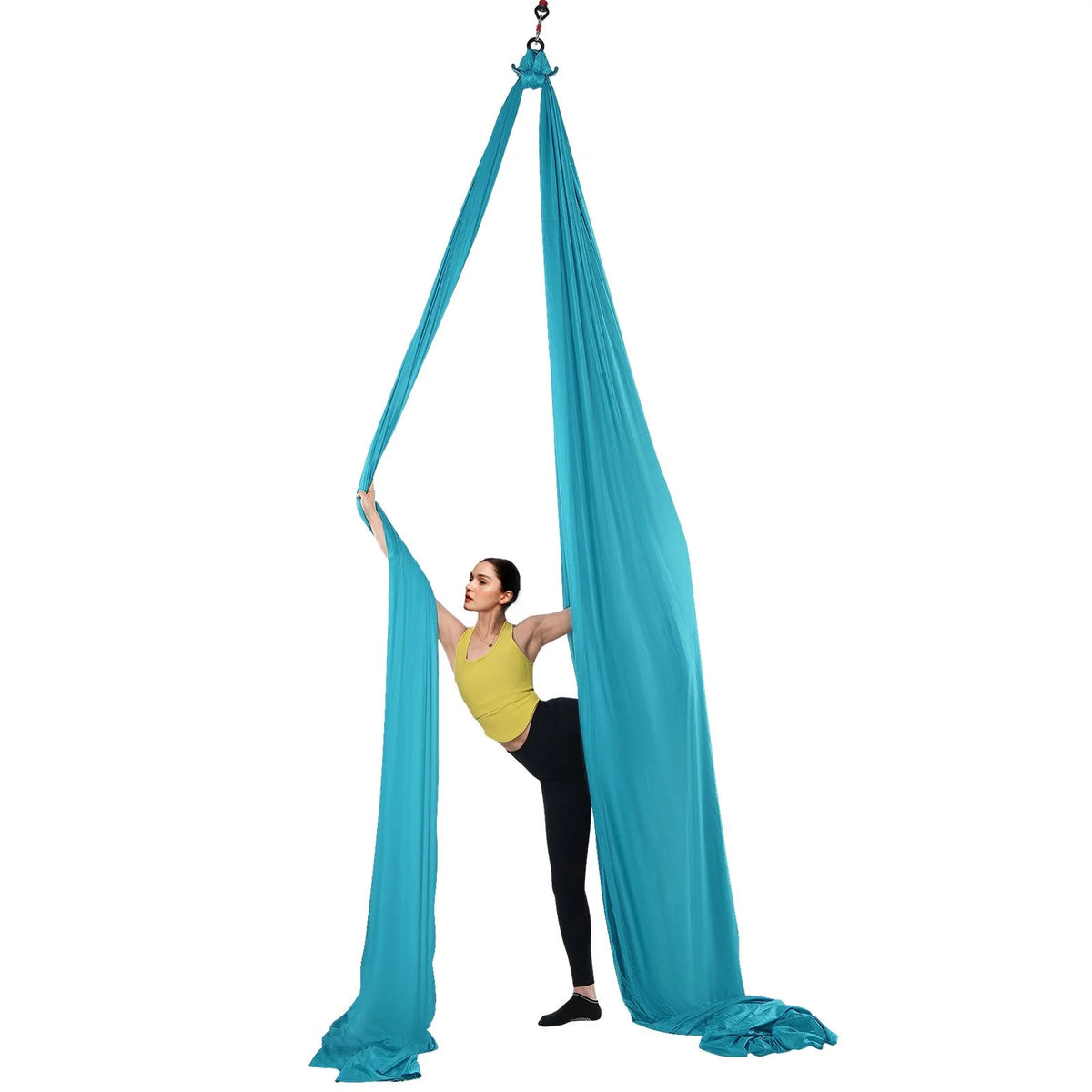 VEVOR Aerial Silk & Yoga Swing, 11 Yards, Aerial Yoga Hammock Kit with 100gsm Nylon Fabric, Full Rigging Hardware & Easy Set-up Guide, Antigravity Flying for All Levels Fitness Bodybuilding, Blue - View 9