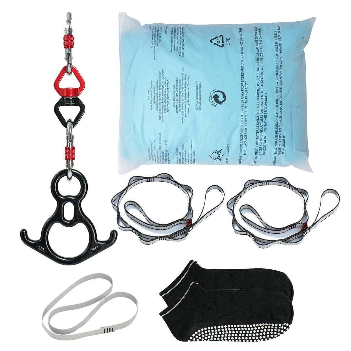 VEVOR Aerial Silk & Yoga Swing, 11 Yards, Aerial Yoga Hammock Kit with 100gsm Nylon Fabric, Full Rigging Hardware & Easy Set-up Guide, Antigravity Flying for All Levels Fitness Bodybuilding, Blue - View 7