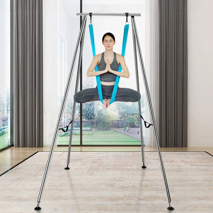 VEVOR Aerial Yoga Frame & Yoga Hammock, 9.67 ft Height Professional Yoga Swing Stand Comes with 13.1 Yards Aerial Hammock, Max 551.15 lbs Load Capacity Yoga Rig for Indoor Outdoor Aerial Yoga, Blue - View 4
