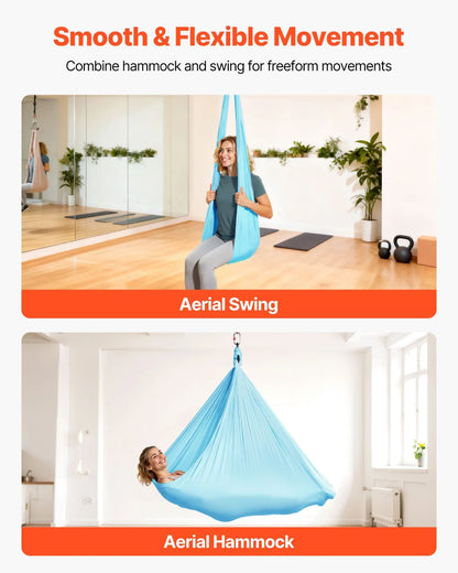 VEVOR Aerial Yoga Hammock, Maximum 300 lbs Load Aerial Silk, Yoga Swing with Nylon Fabric, Daisy Rope, PE Zipper Bag, Gymnastics Swings Suitable for Men and Women, Dual-Function Hammock & Swing - View 4