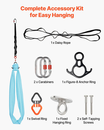 VEVOR Aerial Yoga Hammock, Maximum 300 lbs Load Aerial Silk, Yoga Swing with Nylon Fabric, Daisy Rope, PE Zipper Bag, Gymnastics Swings Suitable for Men and Women, Dual-Function Hammock & Swing - View 5
