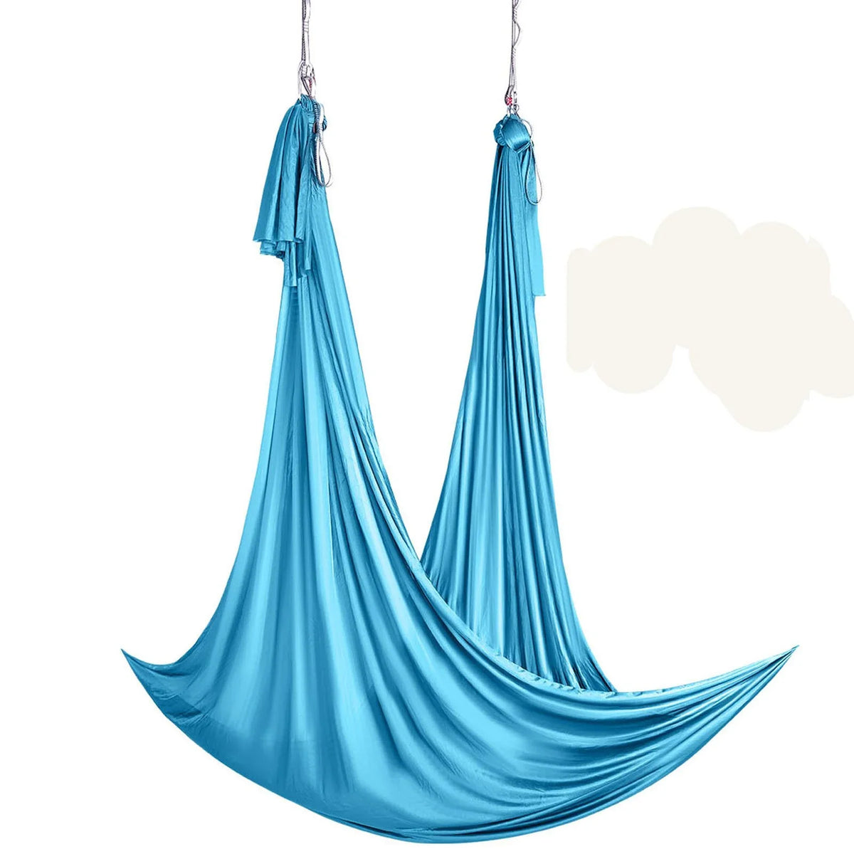 VEVOR Aerial Yoga Hammock & Swing, 5.5 Yards, Aerial Yoga Starter Kit with 100gsm Nylon Fabric, Full Rigging Hardware & Easy Set-up Guide, Antigravity Flying for All Levels Fitness Bodybuilding, Blue - View 15