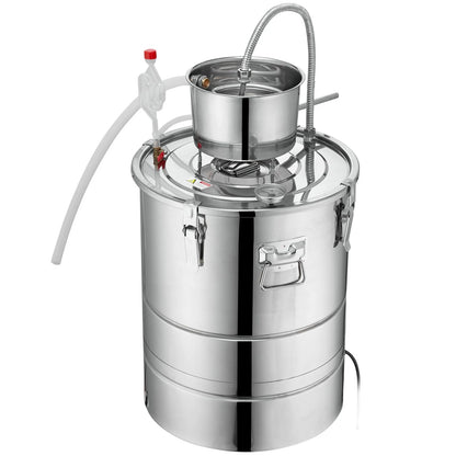 VEVOR Alcohol Still, 15 Gal 50L Water Alcohol Distiller, Home Distillery Kit include Stainless Steel Tube & Pump & One-way Exhaust Valve & Thermometer (30-120℃ ) for DIY Whisky Wine Brandy, Silver - View 9