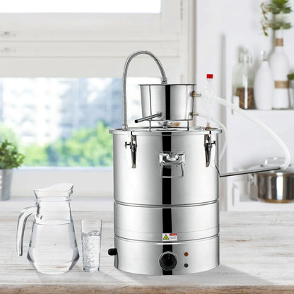 VEVOR Alcohol Still, 9 Gal 30L Water Alcohol Distiller, Home Distillery Kit include Stainless Steel Tube & Pump & One-way Exhaust Valve & Thermometer (30-120℃ ) for DIY Whisky Wine Brandy, Silver - View 7