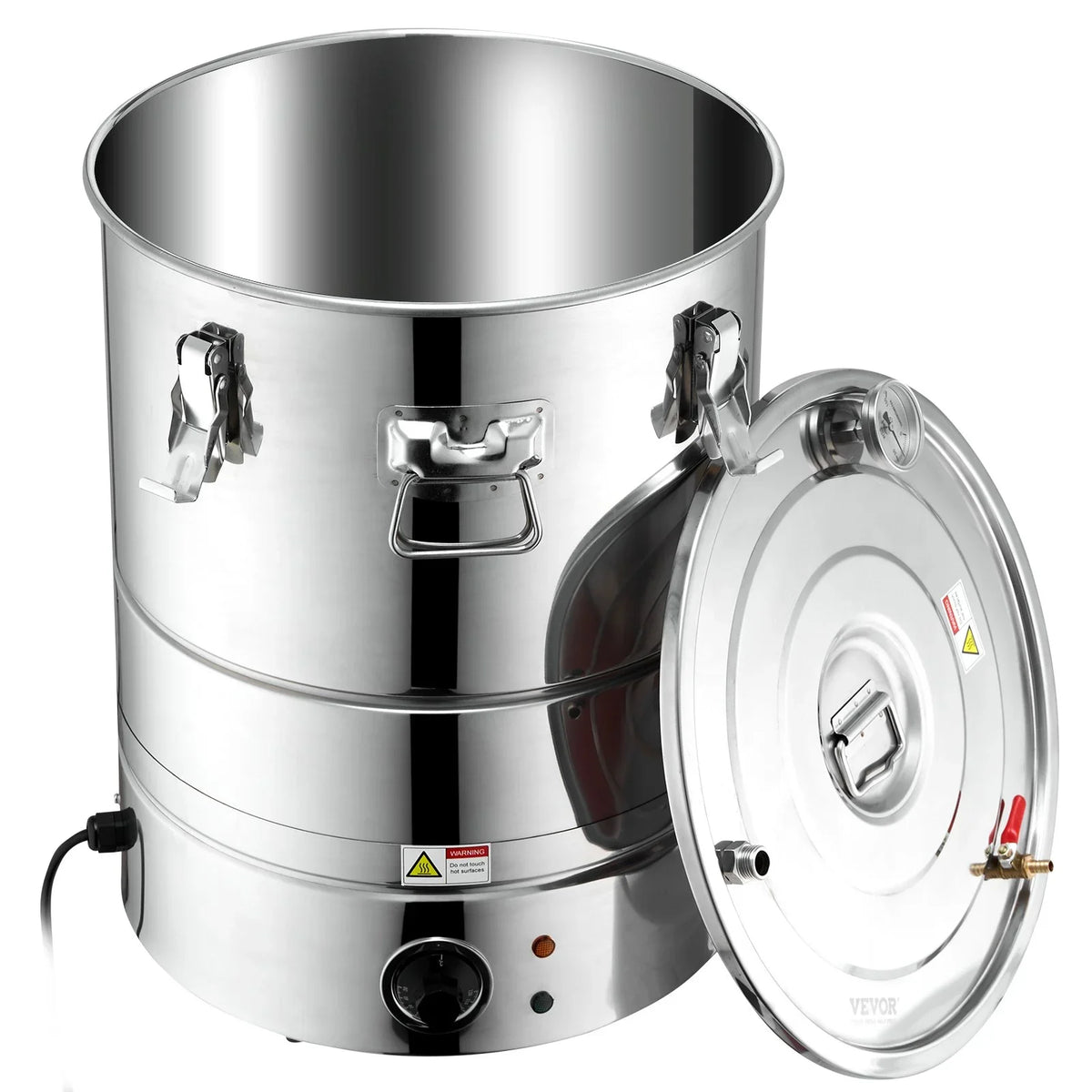 VEVOR Alcohol Still, 9 Gal 30L Water Alcohol Distiller, Home Distillery Kit include Stainless Steel Tube & Pump & One-way Exhaust Valve & Thermometer (30-120℃ ) for DIY Whisky Wine Brandy, Silver - View 9