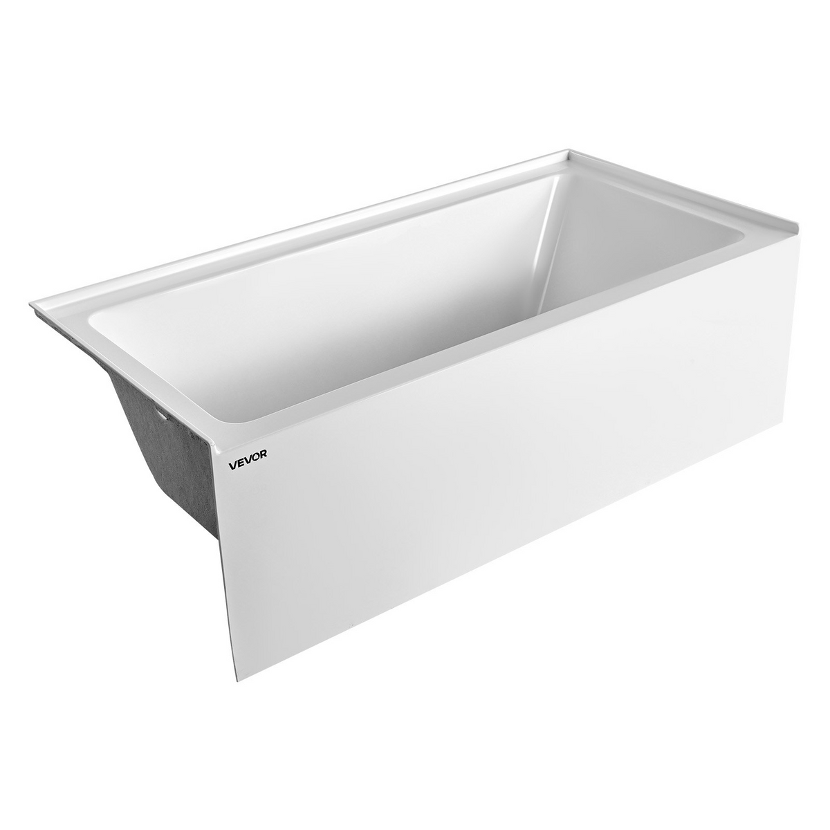 VEVOR Alcove Bathtub, 60" x 30" Contemporary Alcove Acrylic Bathtub, Soaking Bath Tub with Left Hand Drain and Overflow Hole, Large Rectangular Deep Soak Tub for Bathroom with Integral Flange, White - View 10
