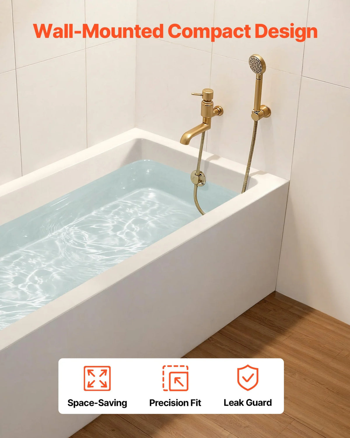 VEVOR Alcove Bathtub, 60" x 30" Contemporary Alcove Acrylic Bathtub, Soaking Bath Tub with Left Hand Drain and Overflow Hole, Large Rectangular Deep Soak Tub for Bathroom with Integral Flange, White - View 4