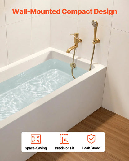 VEVOR Alcove Bathtub, 60" x 30" Contemporary Alcove Acrylic Bathtub, Soaking Bath Tub with Left Hand Drain and Overflow Hole, Large Rectangular Deep Soak Tub for Bathroom with Integral Flange, White - View 4