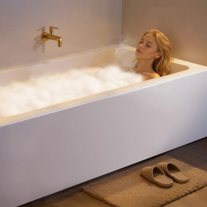 VEVOR Alcove Bathtub, 60" x 30" Contemporary Alcove Acrylic Bathtub, Soaking Bath Tub with Left Hand Drain and Overflow Hole, Large Rectangular Deep Soak Tub for Bathroom with Integral Flange, White - View 7