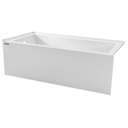 VEVOR Alcove Bathtub, 60" x 30" Contemporary Alcove Acrylic Bathtub, Soaking Bath Tub with Left Hand Drain and Overflow Hole, Large Rectangular Deep Soak Tub for Bathroom with Integral Flange, White - View 8