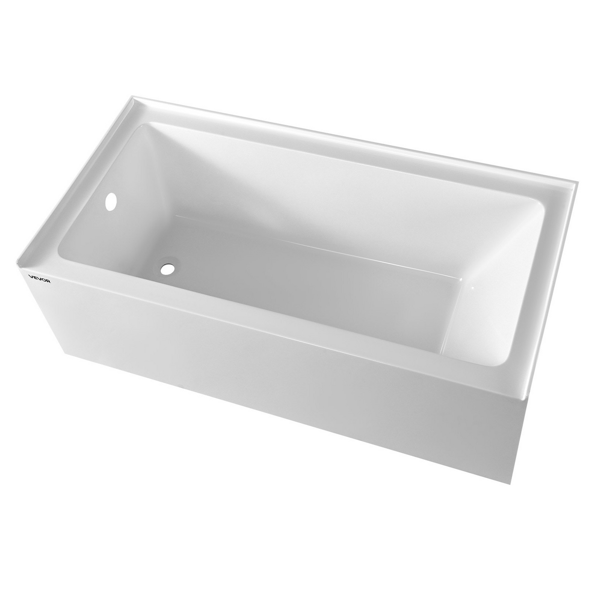 VEVOR Alcove Bathtub, 60" x 30" Contemporary Alcove Acrylic Bathtub, Soaking Bath Tub with Left Hand Drain and Overflow Hole, Large Rectangular Deep Soak Tub for Bathroom with Integral Flange, White - View 9