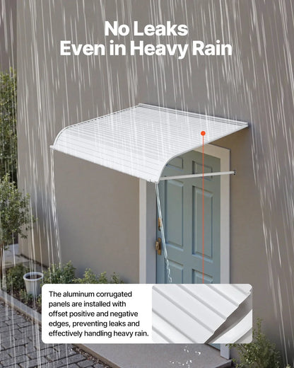 VEVOR Aluminum Awning 48 x 42 in, Durable Window Awning Door Canopy, Lightweight and Stable Aluminum Exterior Awnings Rain Snow Sunlight Protection for Door Entrance Windows Patio Porch - View 3