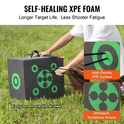 VEVOR Archery Target, 16"x18" All-side Shotting Archery Arrow Target, Outdoor Portable Archery Target with Carry Handle, Easy Arrow Removal, Great Visibility, Lightweight, Easy to Transport, Black - View 3