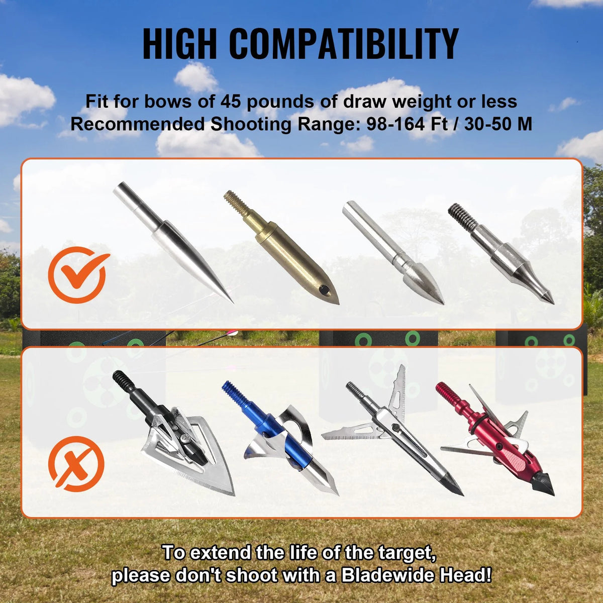 VEVOR Archery Target, 16"x18" All-side Shotting Archery Arrow Target, Outdoor Portable Archery Target with Carry Handle, Easy Arrow Removal, Great Visibility, Lightweight, Easy to Transport, Black - View 6