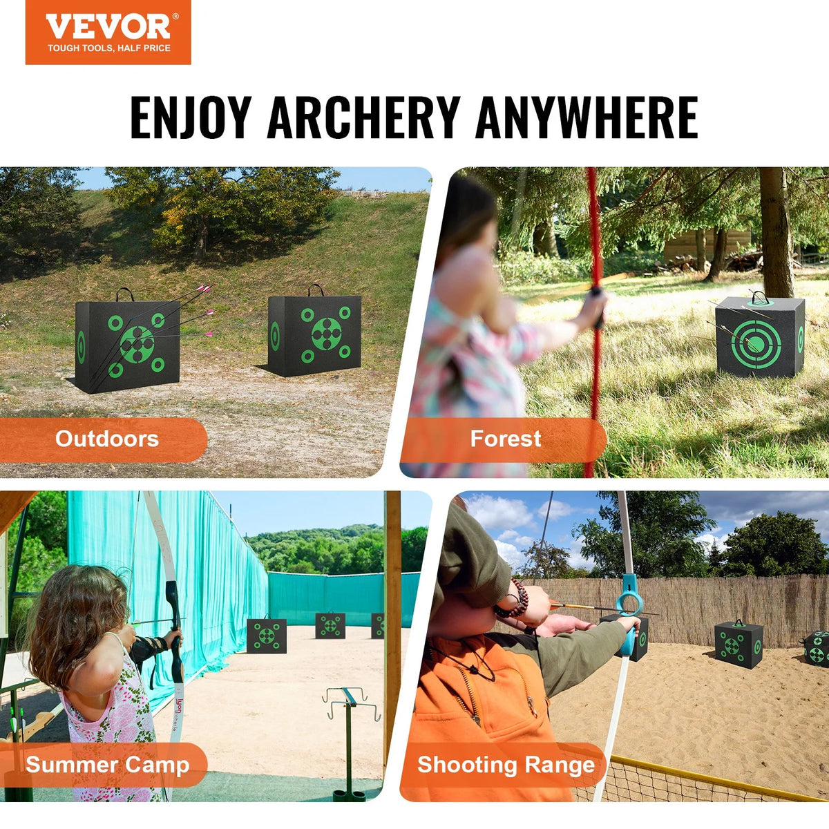 VEVOR Archery Target, 16"x18" All-side Shotting Archery Arrow Target, Outdoor Portable Archery Target with Carry Handle, Easy Arrow Removal, Great Visibility, Lightweight, Easy to Transport, Black - View 7