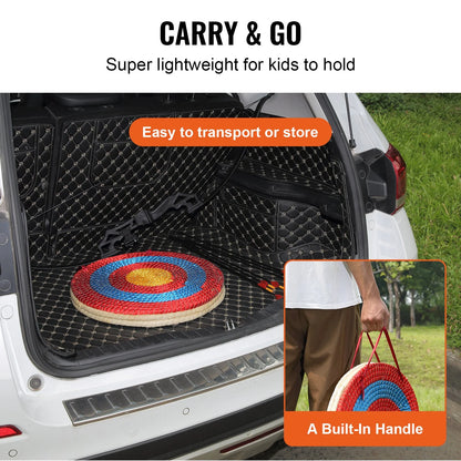 VEVOR Archery Target, 3 Layers 20" Arrow Target, Traditional Solid Straw Round Archery Target Shooting Bow, Hand-Made Arrows Target, Coloured Rope Target for Backyard Outdoor Hunting Shooting Practice - View 4