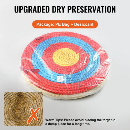 VEVOR Archery Target, 3 Layers 20" Arrow Target, Traditional Solid Straw Round Archery Target Shooting Bow, Hand-Made Arrows Target, Coloured Rope Target for Backyard Outdoor Hunting Shooting Practice - View 6