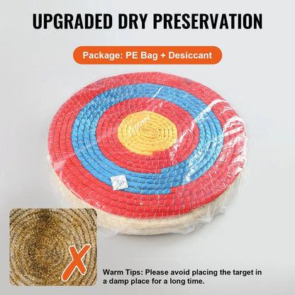 VEVOR Archery Target, 5 Layers 20" Arrow Target, Traditional Solid Straw Round Archery Target Shooting Bow, Hand-Made Arrows Target, Coloured Rope Target for Backyard Outdoor Hunting Shooting Practice - View 5