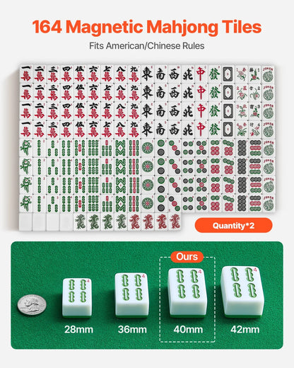 VEVOR Automatic Mahjong Table with Wheels, 2 Sets of 40 mm Tiles (164 Pcs), Roller Coaster Style Mahjong-Table, Foldable and Automatic Shuffler, for Home, Outdoor Leisure & Gifts for Mahjong Players - View 2