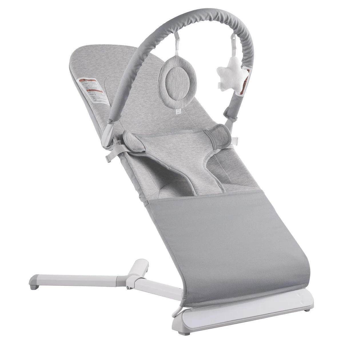 VEVOR Baby Bouncer, Folding Bouncer Seat for Babies 0-9 Months, Newborn Bouncer Chair with 2 Reclining Angles & Rotatable Toy Bar, Portable Infant Rocker with Travel Bag for Indoor Outdoor, Light Gray - View 9