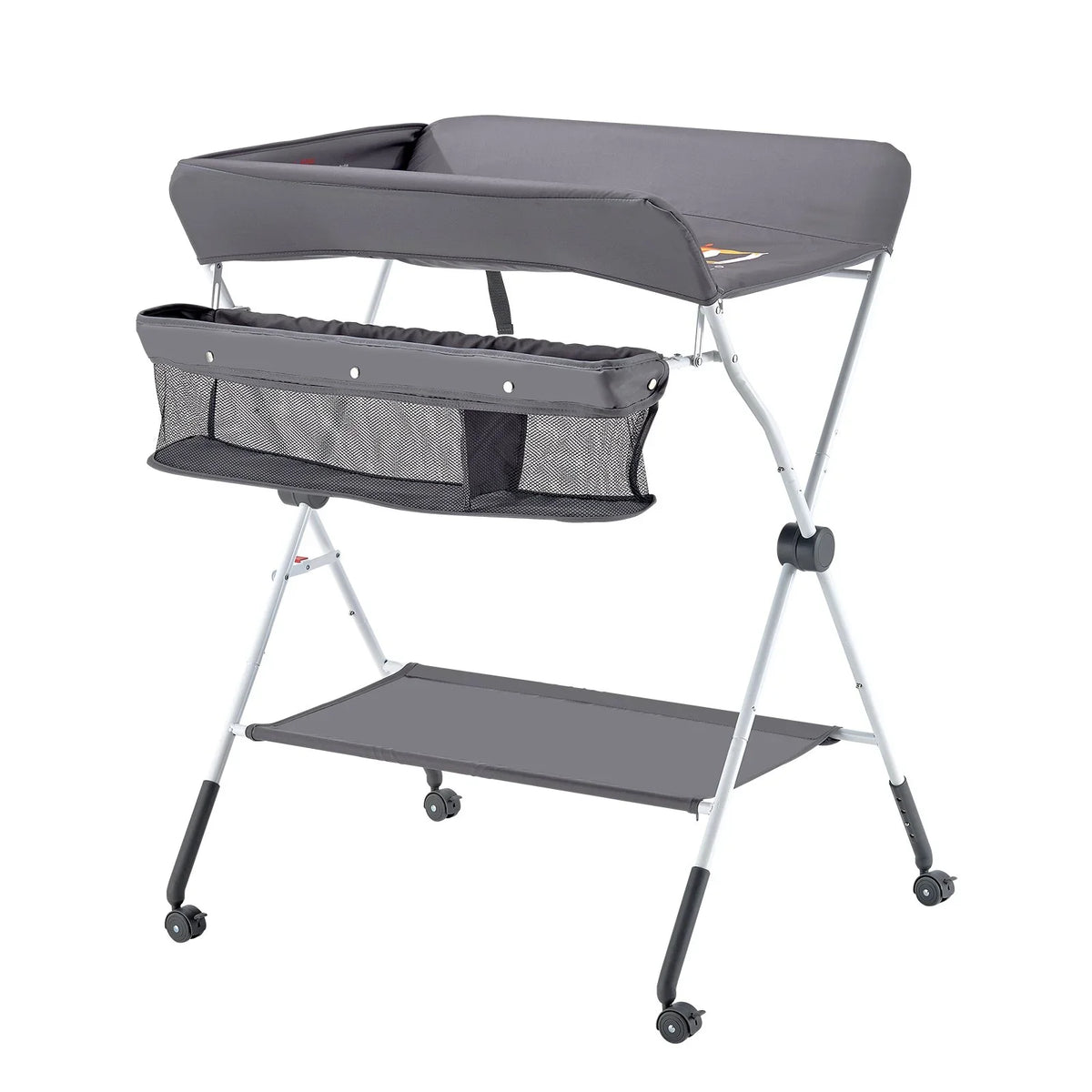 VEVOR Baby Changing Table, Foldable Diaper Change Station with Side Basket, Adjustable Height Portable Changing Table with Lockable Wheels, Multi-Functional Storage Organizer Nursery, Dark Gray - View 8